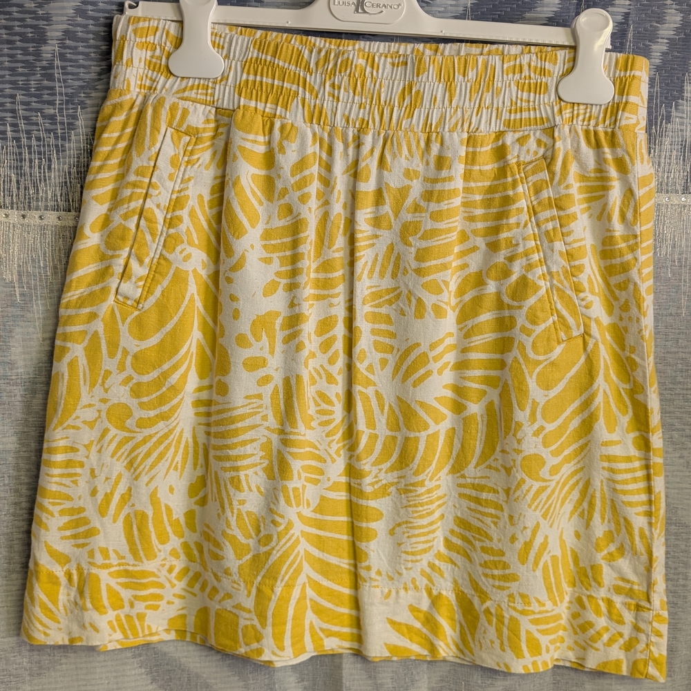 LOFT Yellow Patterned Mini Skirt